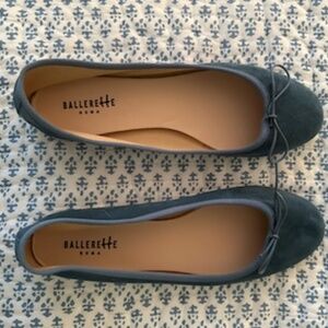 Ballerette Roma Cerulean Blue Suede Ballet Flats / Size 41 Fits like a US 10